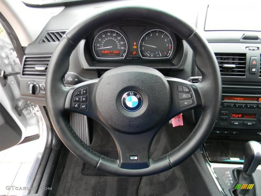 2007 BMW X3 3.0si Black Steering Wheel Photo #59555949