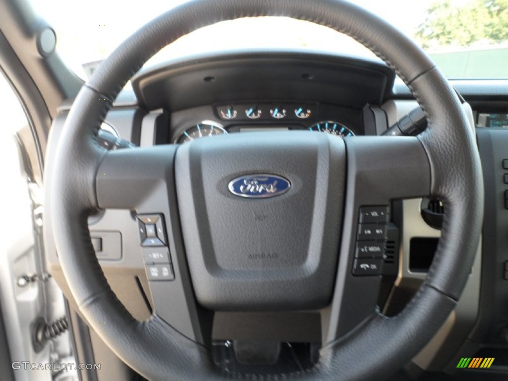 2012 Ford F150 XLT SuperCrew Steel Gray Steering Wheel Photo #59562741