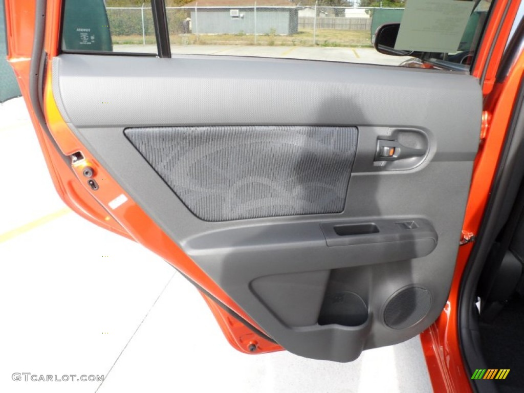 2012 Scion xB Release Series 9.0 RS Suede Style Dark Gray/Hot Lava Door Panel Photo #59563605