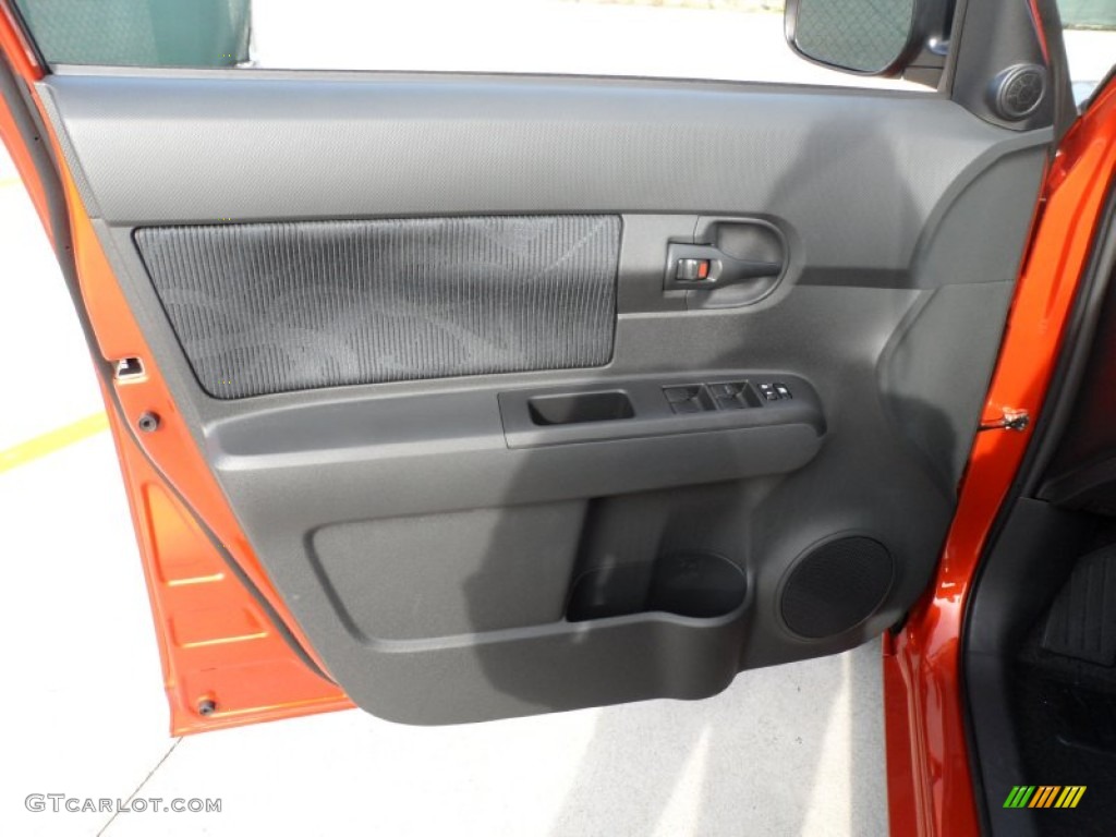 2012 Scion xB Release Series 9.0 RS Suede Style Dark Gray/Hot Lava Door Panel Photo #59563623