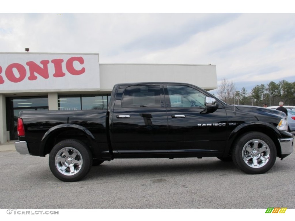 2012 Ram 1500 Laramie Crew Cab 4x4 - Black / Light Pebble Beige/Bark Brown photo #8