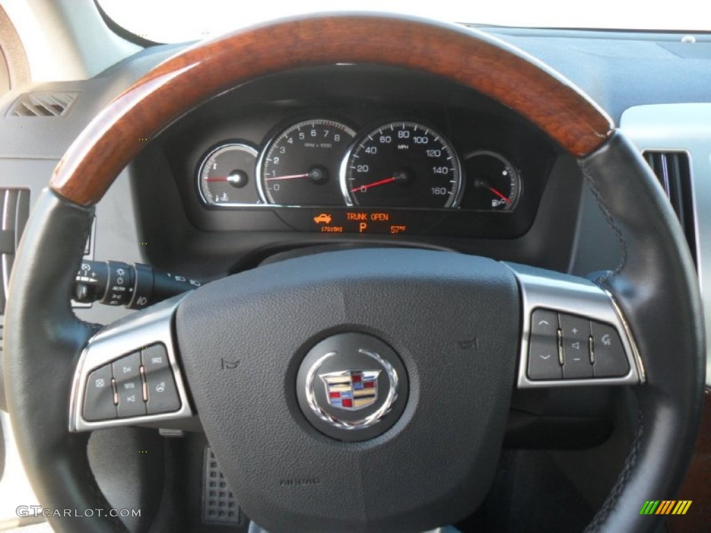 2011 Cadillac STS V6 Premium Ebony Steering Wheel Photo #59572302