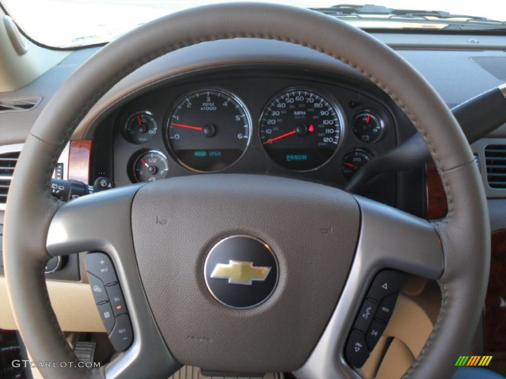 2012 Chevrolet Tahoe LTZ 4x4 Light Cashmere/Dark Cashmere Steering Wheel Photo #59572617