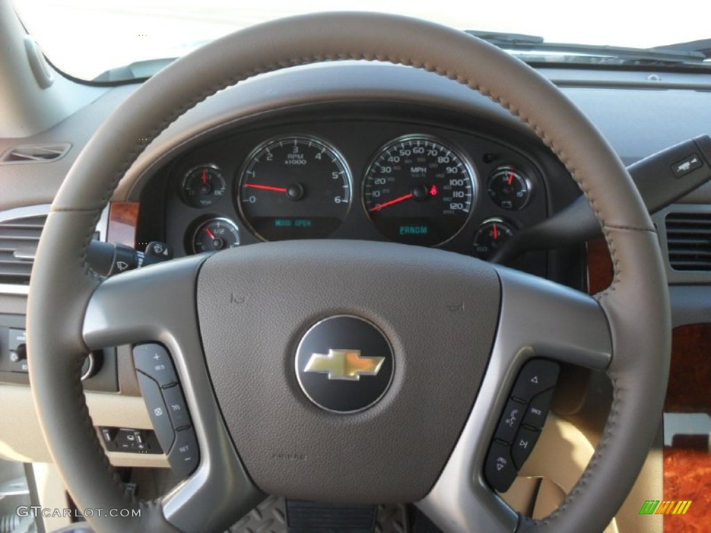 2012 Chevrolet Silverado 1500 LTZ Crew Cab 4x4 Light Cashmere/Dark Cashmere Steering Wheel Photo #59573958