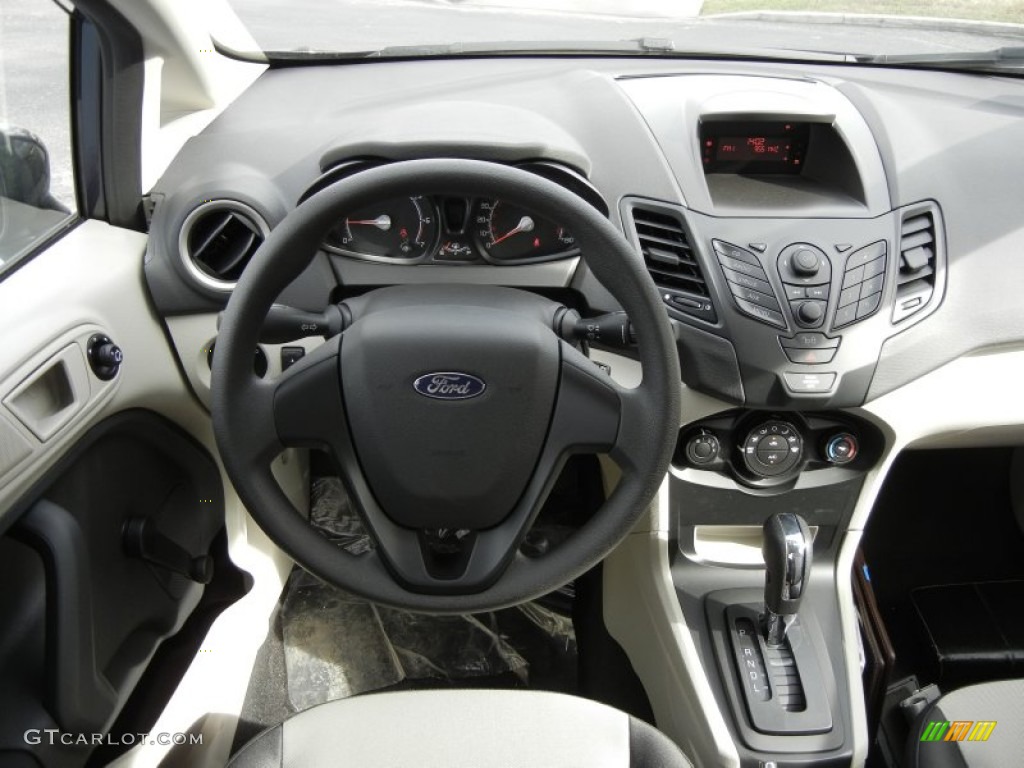 2012 Ford Fiesta S Sedan Light Stone/Charcoal Black Dashboard Photo #59584275