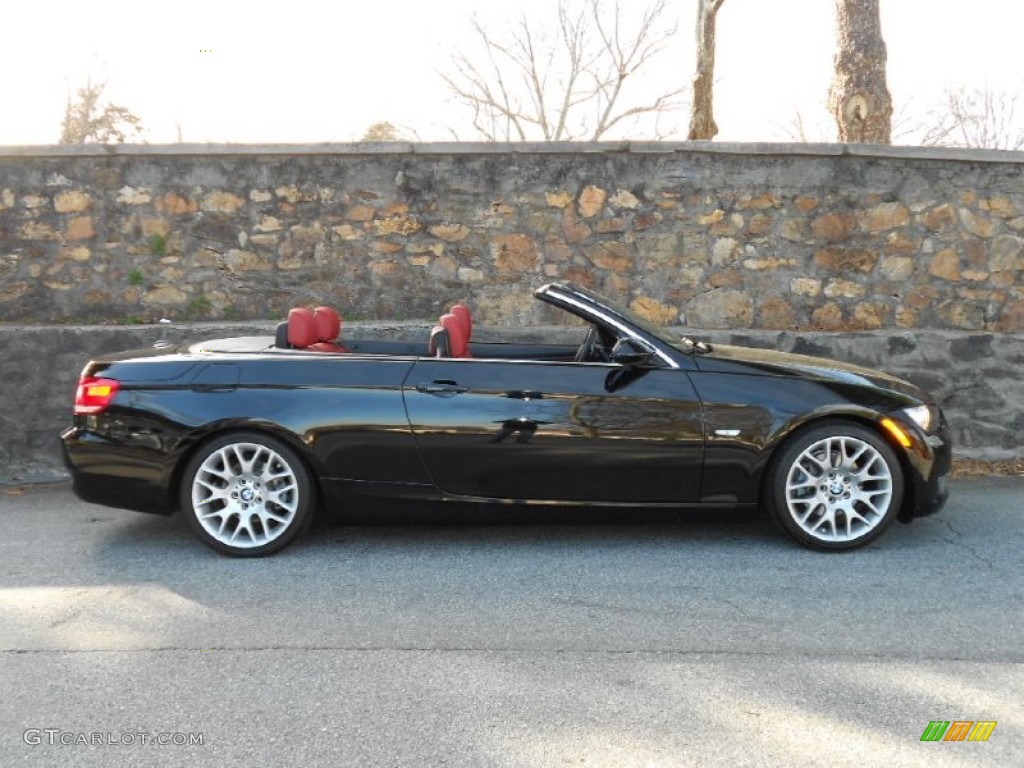 2009 3 Series 328i Convertible - Jet Black / Coral Red/Black Dakota Leather photo #2