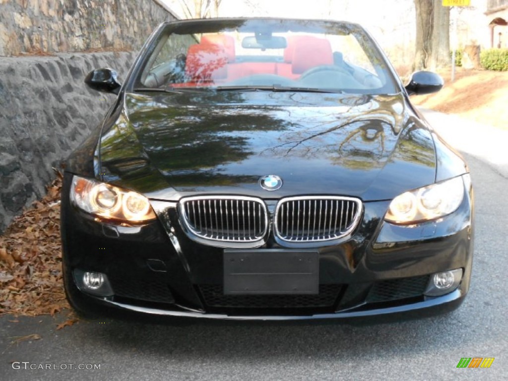 2009 3 Series 328i Convertible - Jet Black / Coral Red/Black Dakota Leather photo #3