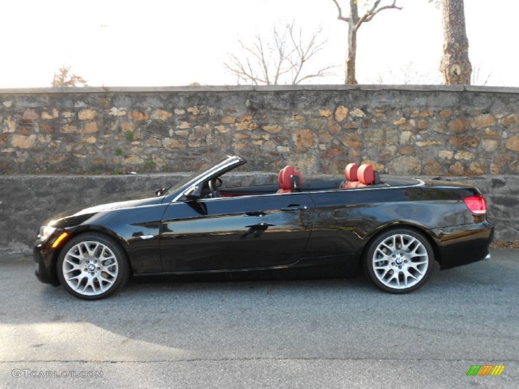 2009 3 Series 328i Convertible - Jet Black / Coral Red/Black Dakota Leather photo #5