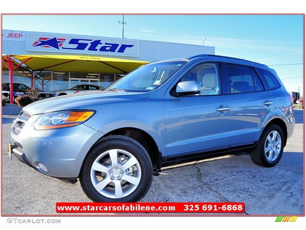 Silver Blue Hyundai Santa Fe