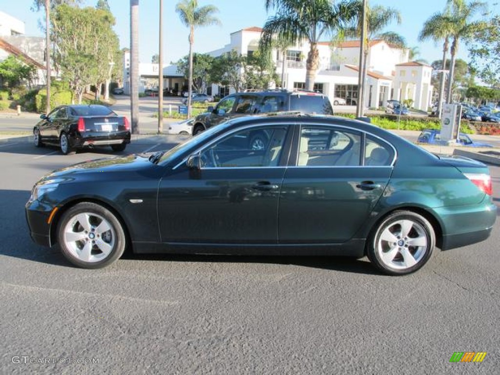 2008 5 Series 528i Sedan - Deep Green Metallic / Beige photo #3