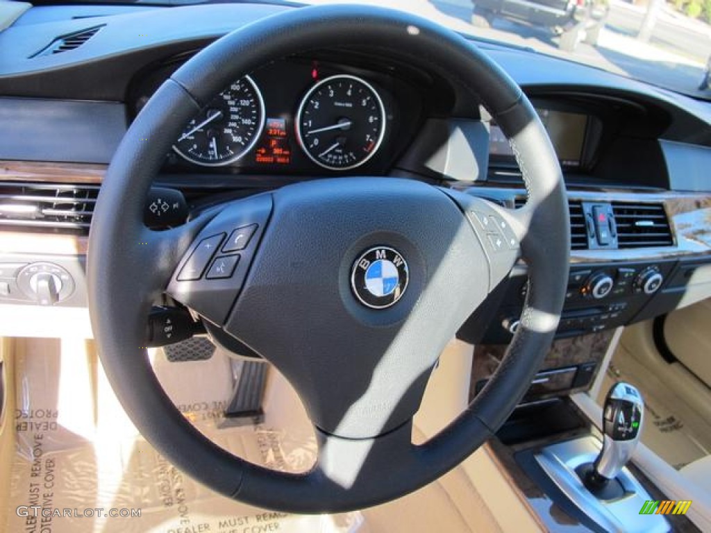 2008 BMW 5 Series 528i Sedan Beige Steering Wheel Photo #59588371