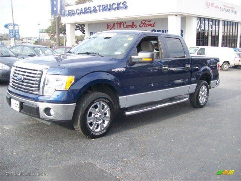 2010 F150 XLT SuperCrew - Dark Blue Pearl Metallic / Medium Stone photo #15
