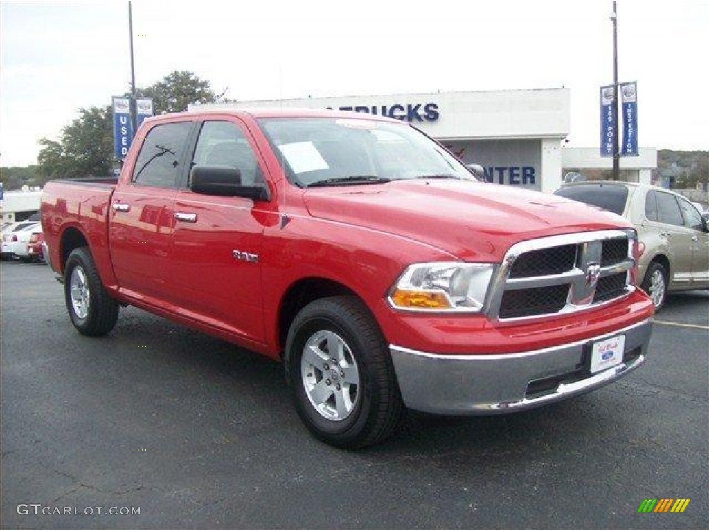 2010 Ram 1500 SLT Crew Cab - Flame Red / Dark Slate/Medium Graystone photo #1