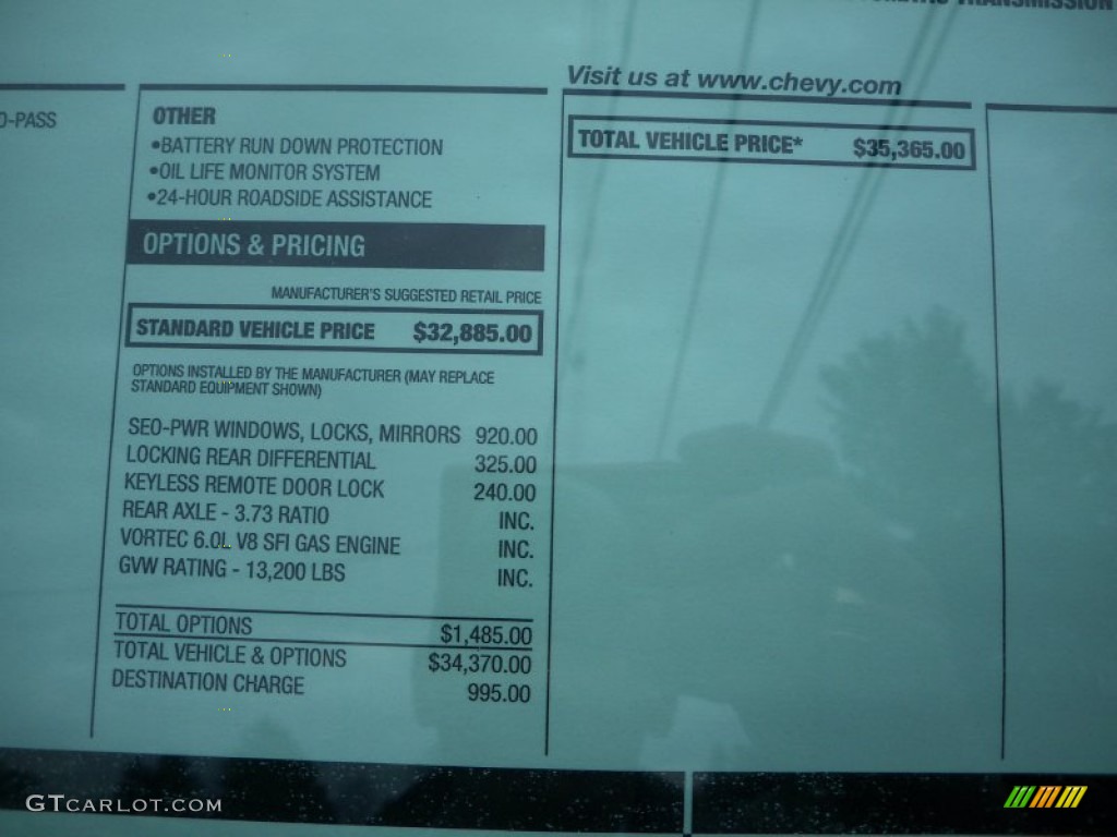 2012 Chevrolet Silverado 3500HD WT Regular Cab 4x4 Chassis Window Sticker Photo #59592228