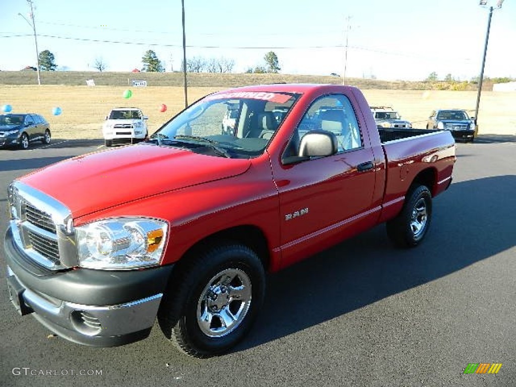 2008 Ram 1500 SXT Regular Cab - Flame Red / Medium Slate Gray photo #3