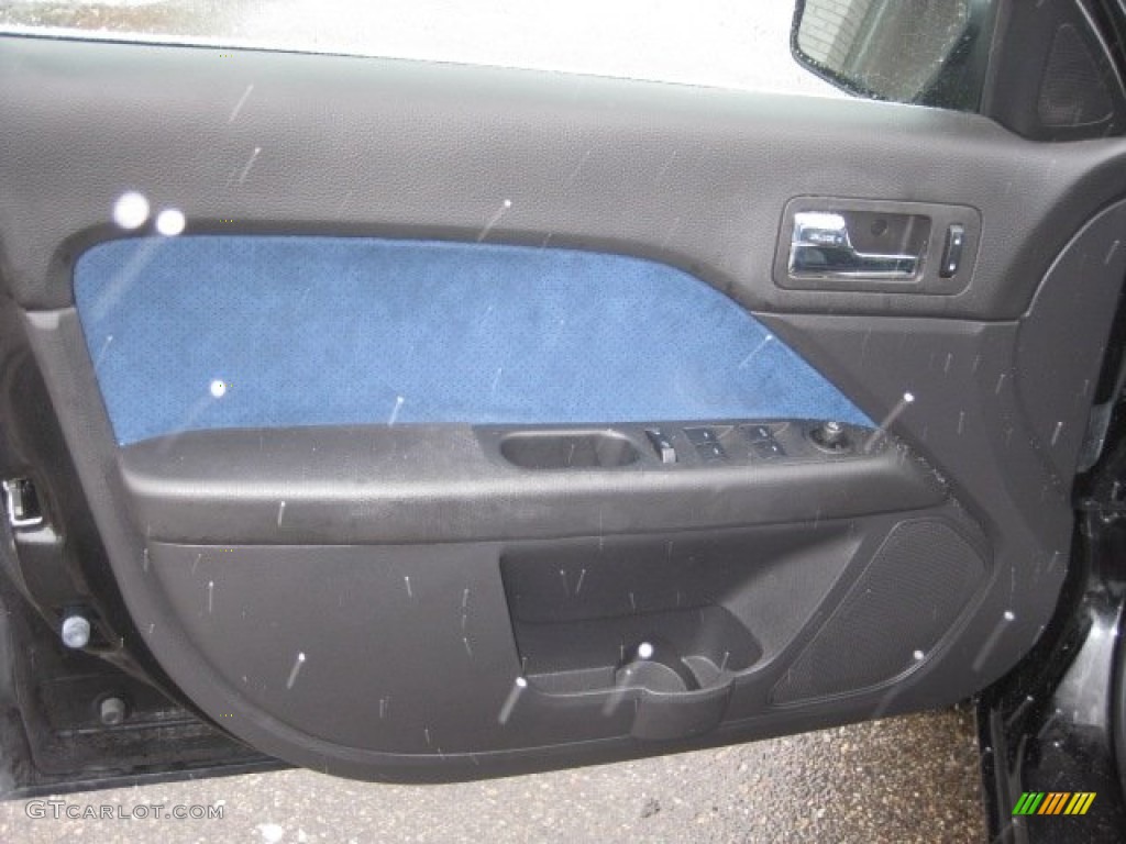 2009 Fusion SEL V6 Blue Suede - Tuxedo Black Metallic / Alcantara Blue Suede/Charcoal Black Leather photo #19