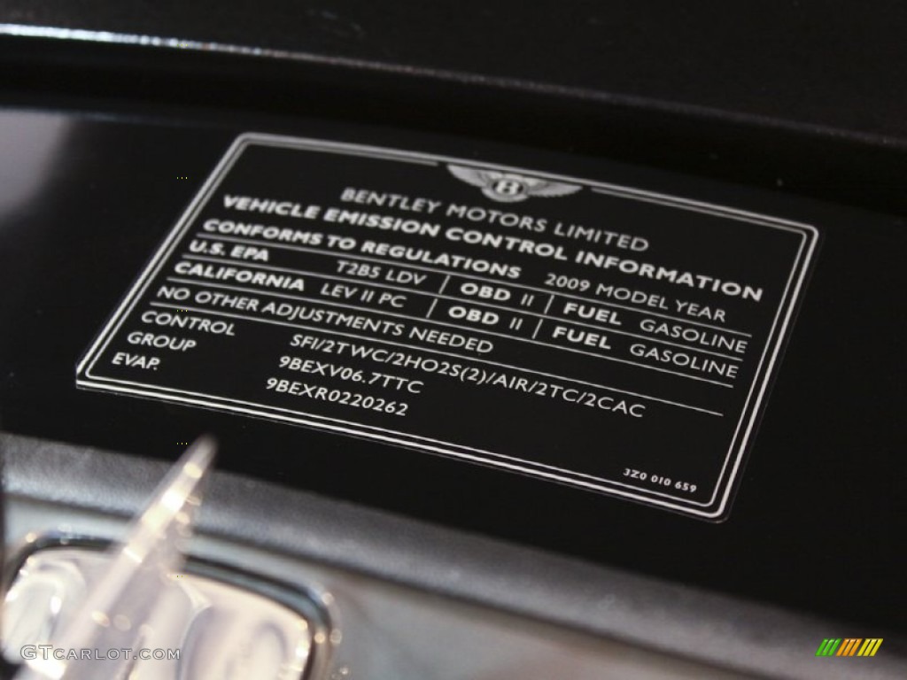 2009 Bentley Brooklands Standard Brooklands Model Info Tag Photos