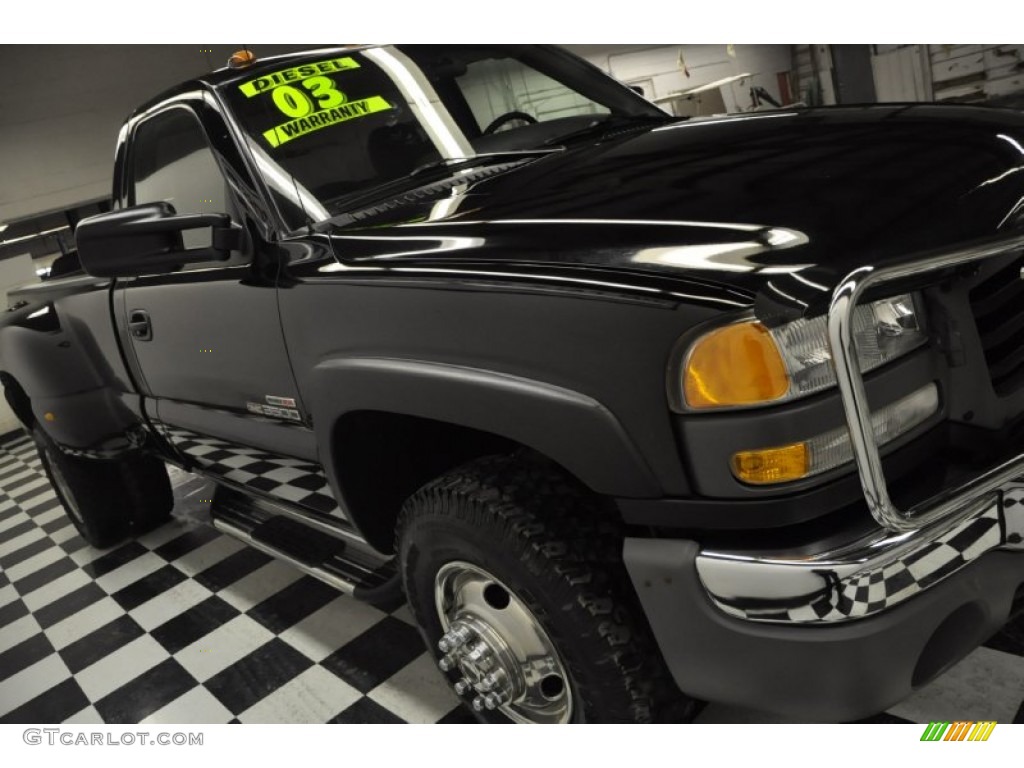 2003 Sierra 3500 Regular Cab 4x4 Dually - Onyx Black / Dark Pewter photo #28