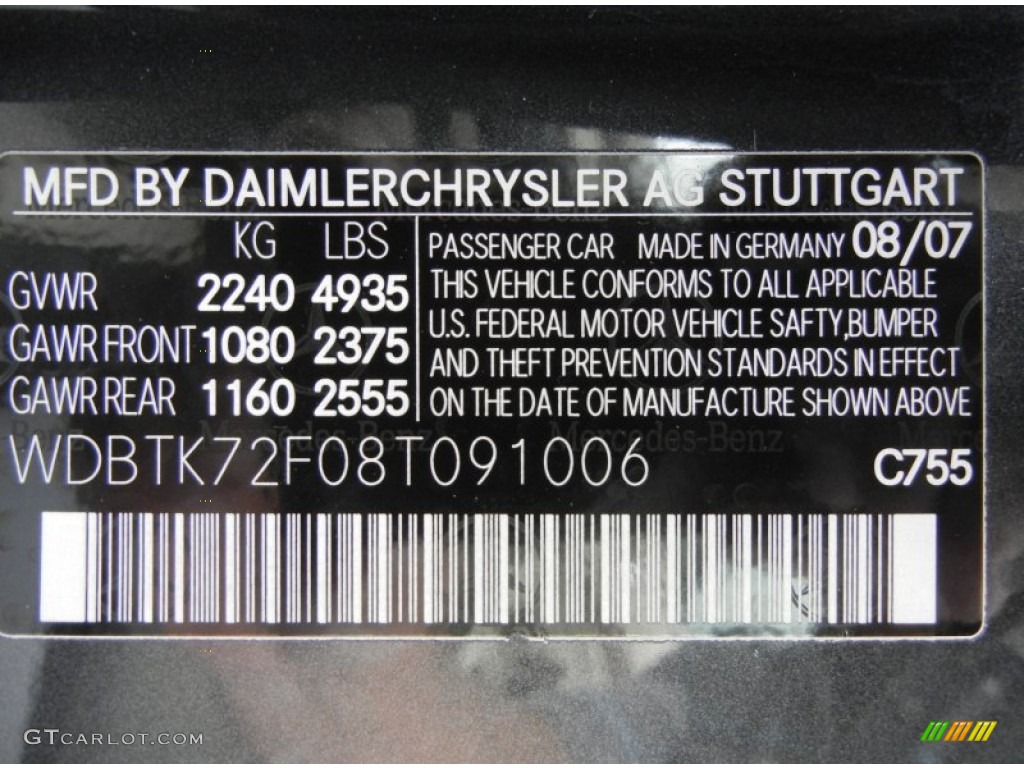 2008 CLK Color Code 755 for Steel Grey Metallic Photo #59599356