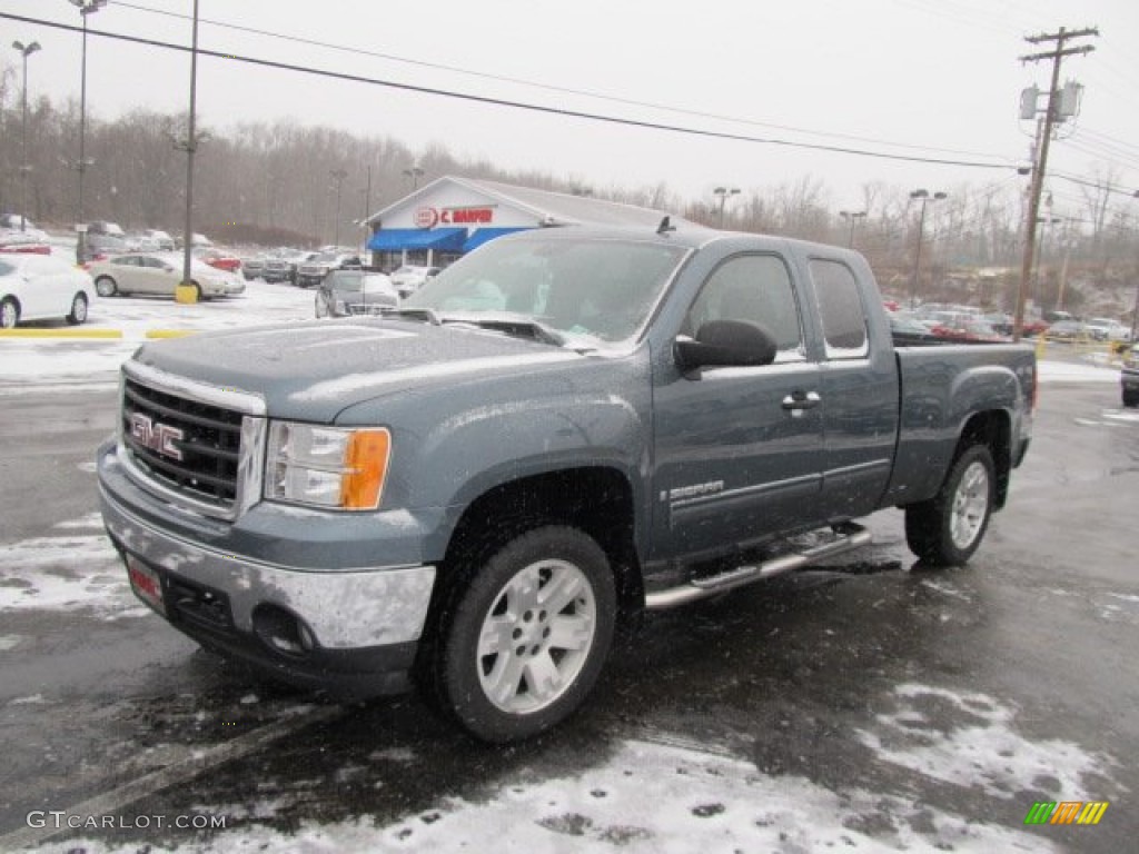 2008 Sierra 1500 SLE Extended Cab 4x4 - Stealth Gray Metallic / Ebony photo #5