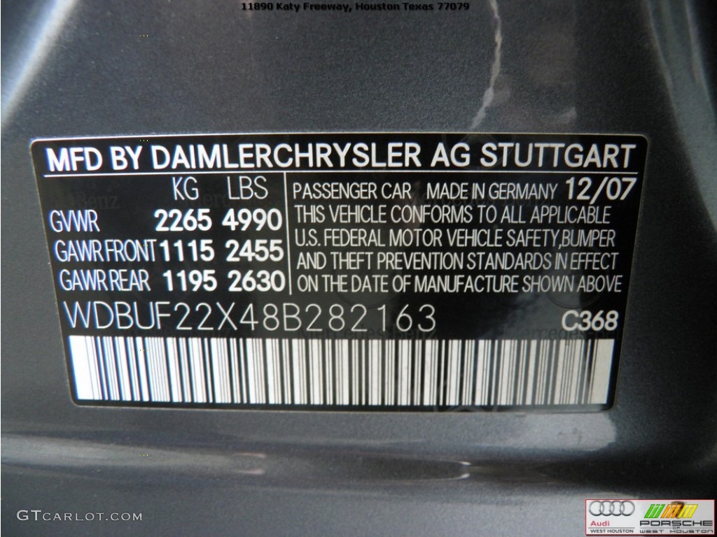 2008 E Color Code 368 for Flint Grey Metallic Photo #59600709