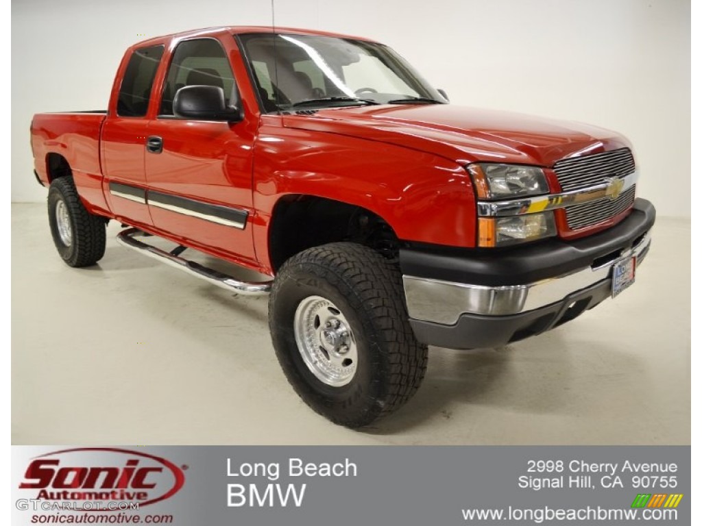 2004 Silverado 1500 LS Extended Cab - Victory Red / Dark Charcoal photo #1