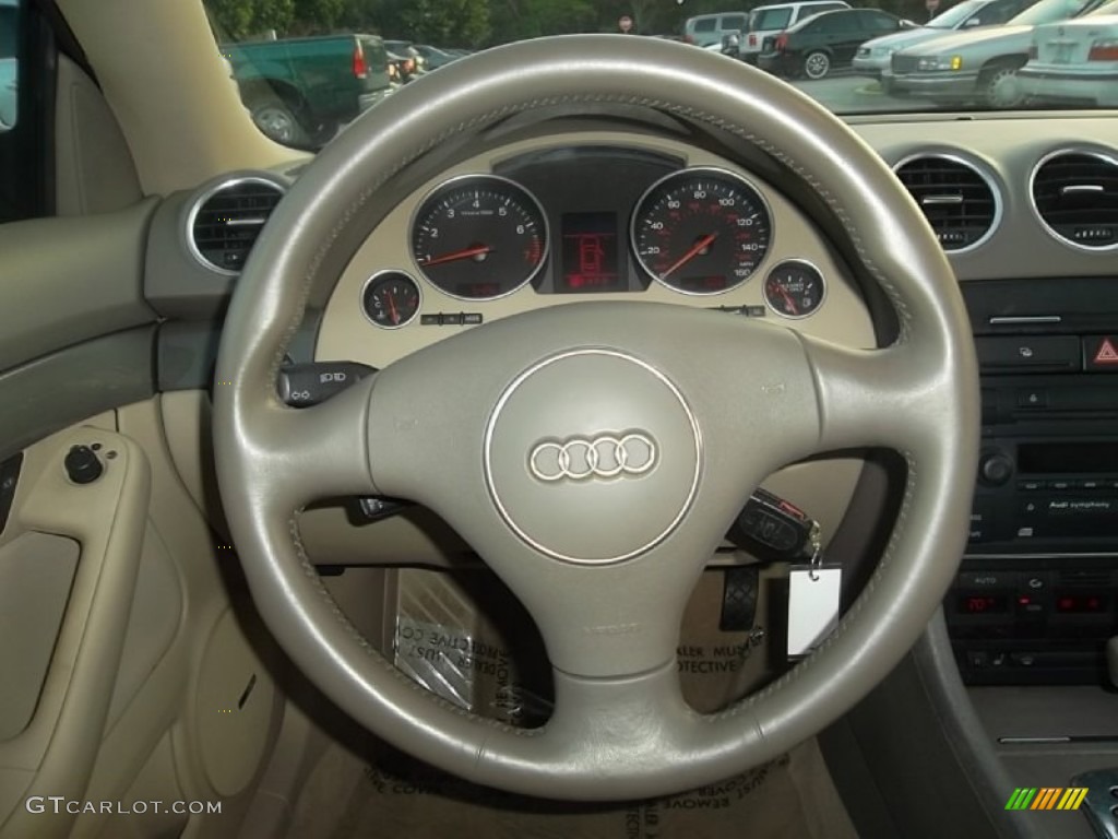 2004 Audi A4 1.8T Cabriolet Beige Steering Wheel Photo #59603964