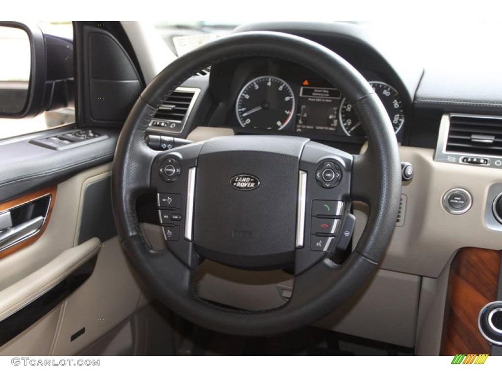 2010 Land Rover Range Rover Sport HSE Almond/Nutmeg Stitching Steering Wheel Photo #59607486