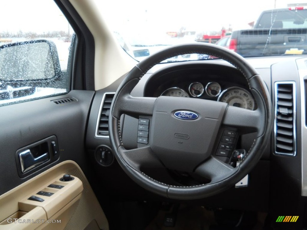 2008 Ford Edge SEL AWD Medium Light Stone Steering Wheel Photo #59608446