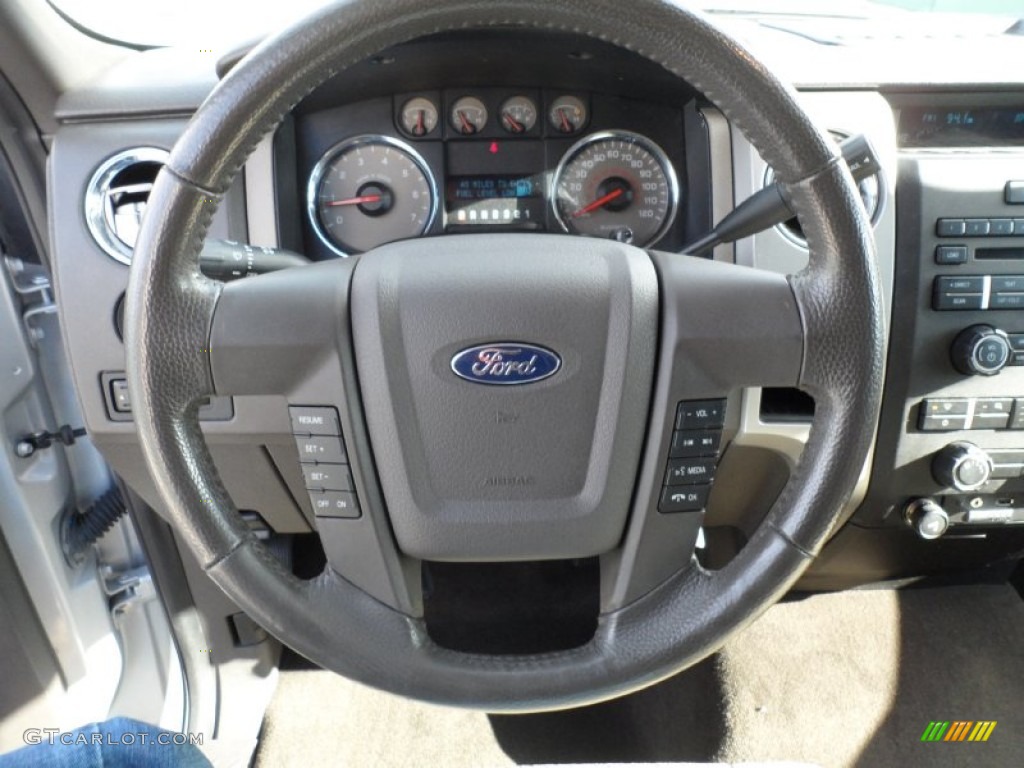 2009 Ford F150 XLT SuperCrew Stone/Medium Stone Steering Wheel Photo #59609133