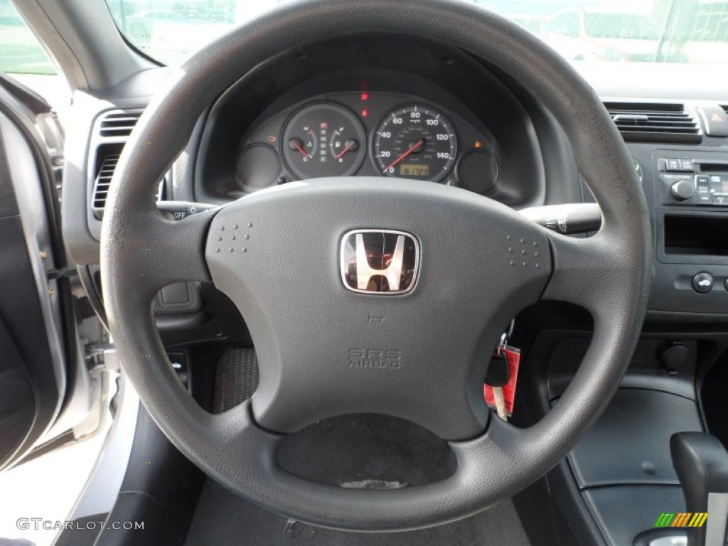 2004 Honda Civic Value Package Coupe Black Steering Wheel Photo #59610600