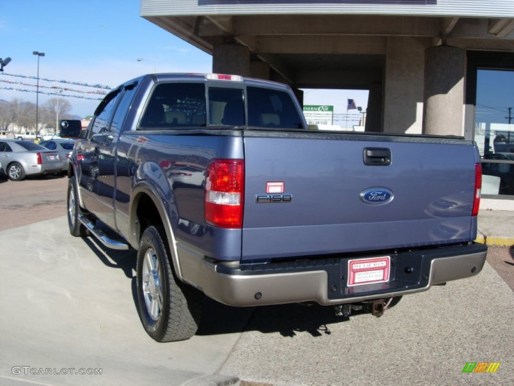 2004 F150 Lariat SuperCab 4x4 - Medium Wedgewood Blue Metallic / Tan photo #6