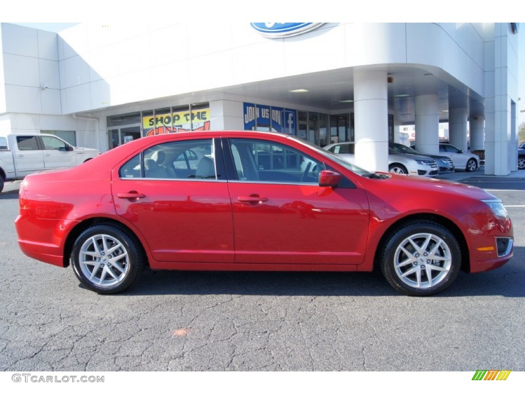 2011 Fusion SEL V6 - Red Candy Metallic / Camel photo #2