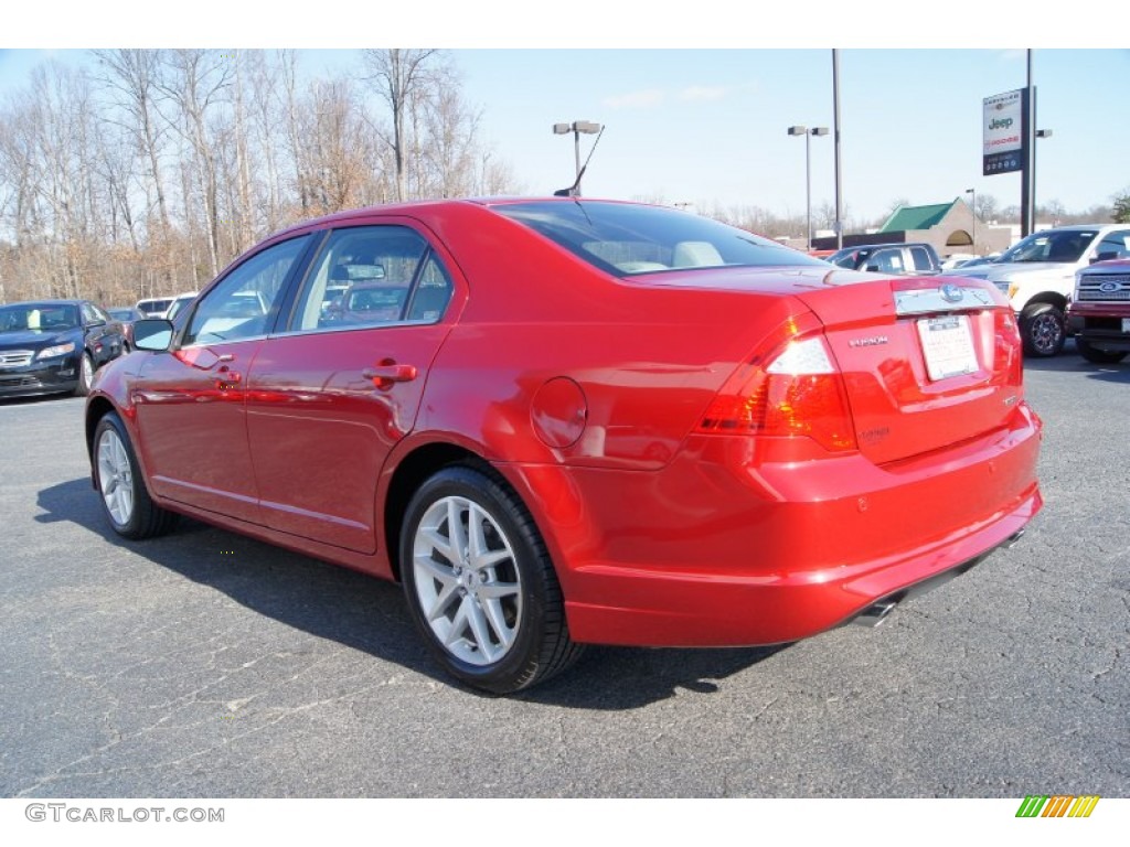 2011 Fusion SEL V6 - Red Candy Metallic / Camel photo #44
