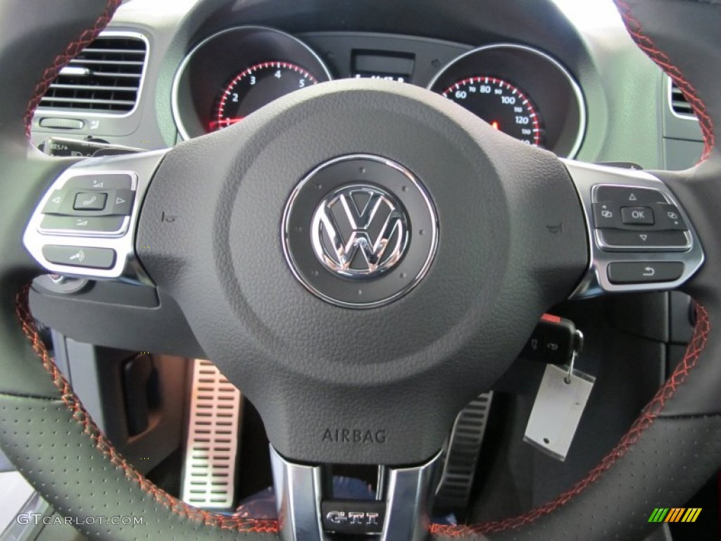 2012 Volkswagen GTI 4 Door Interlagos Plaid Cloth Steering Wheel Photo #59625855