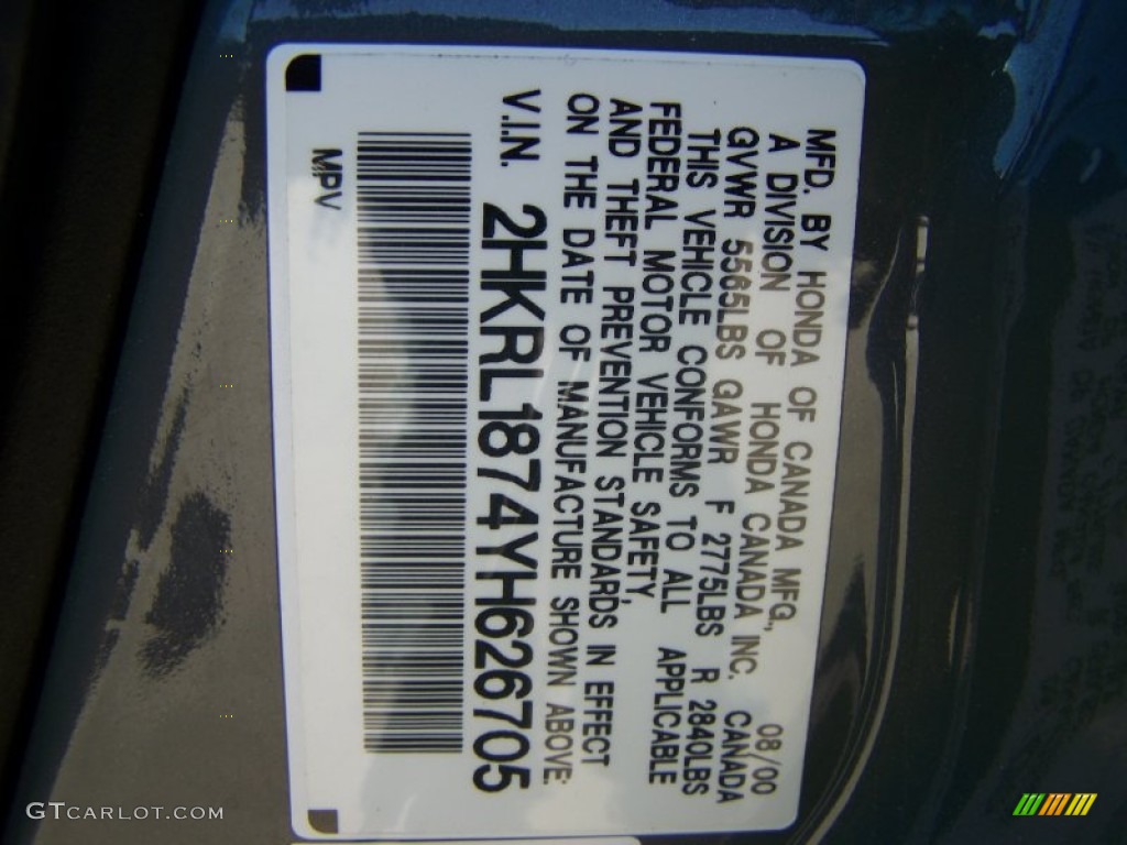 2000 Honda Odyssey EX Info Tag Photo #59625918