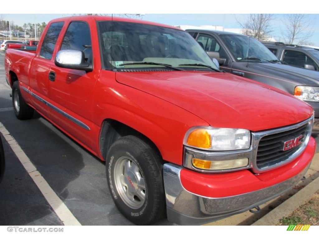 2002 Sierra 1500 SLE Extended Cab - Fire Red / Graphite photo #4