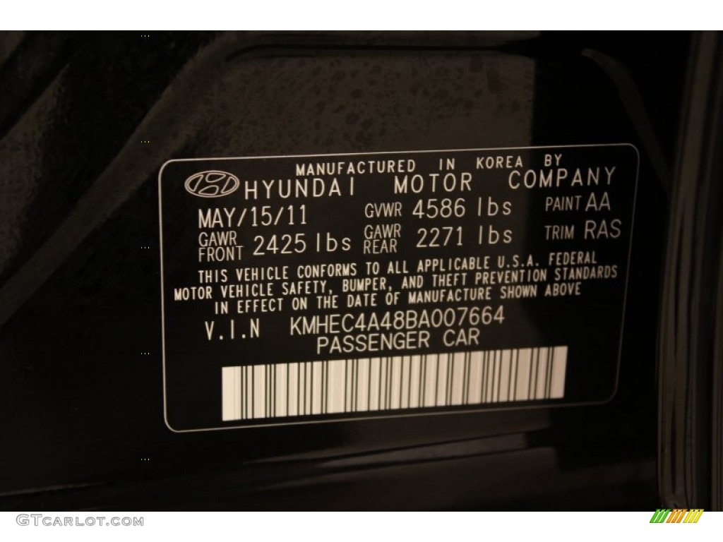 2011 Sonata Hybrid - Black Onyx Pearl / Gray photo #33