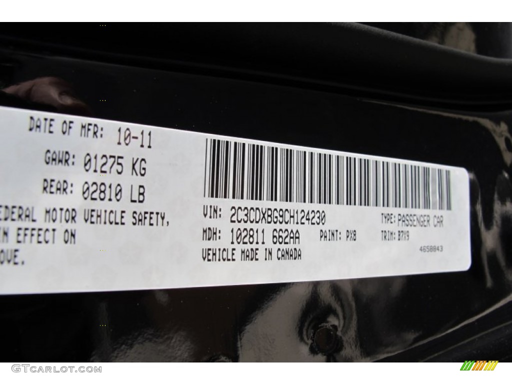 2012 Charger Color Code PX8 for Pitch Black Photo #59632029
