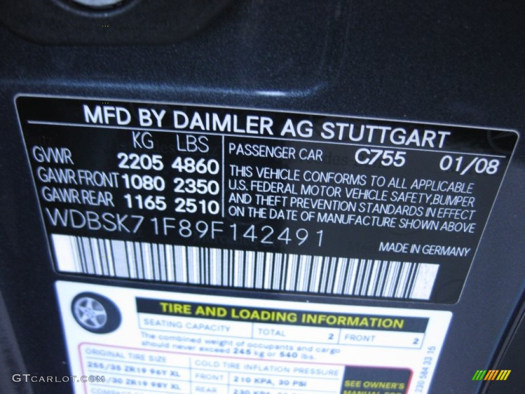 2009 SL Color Code 755 for Steel Grey Metallic Photo #59634744