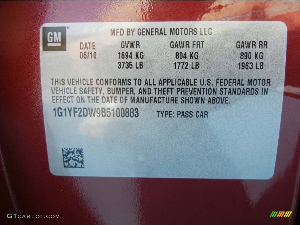 2011 Chevrolet Corvette Coupe Info Tag Photo #59636856