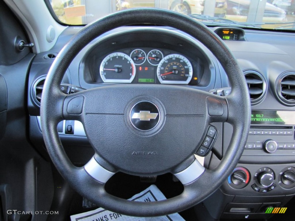 2009 Chevrolet Aveo LT Sedan Charcoal Steering Wheel Photo #59636952
