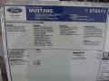 2012 Ford Mustang V6 Premium Convertible Window Sticker
