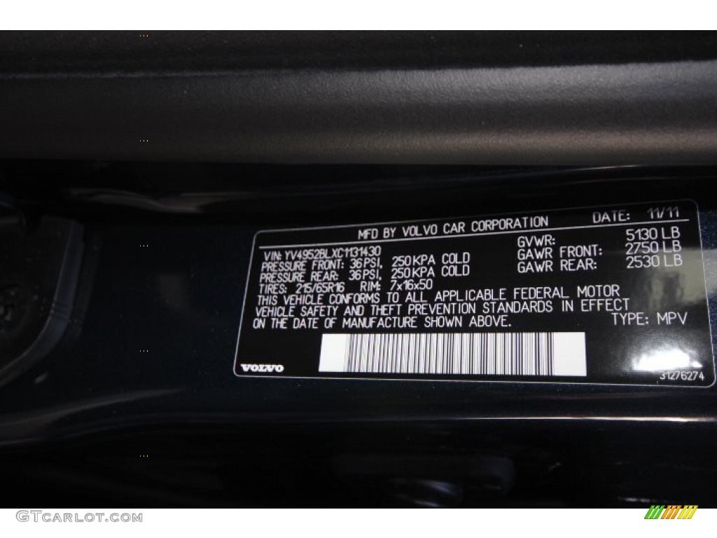 2012 XC70 3.2 - Caspian Blue Metallic / Off Black photo #7