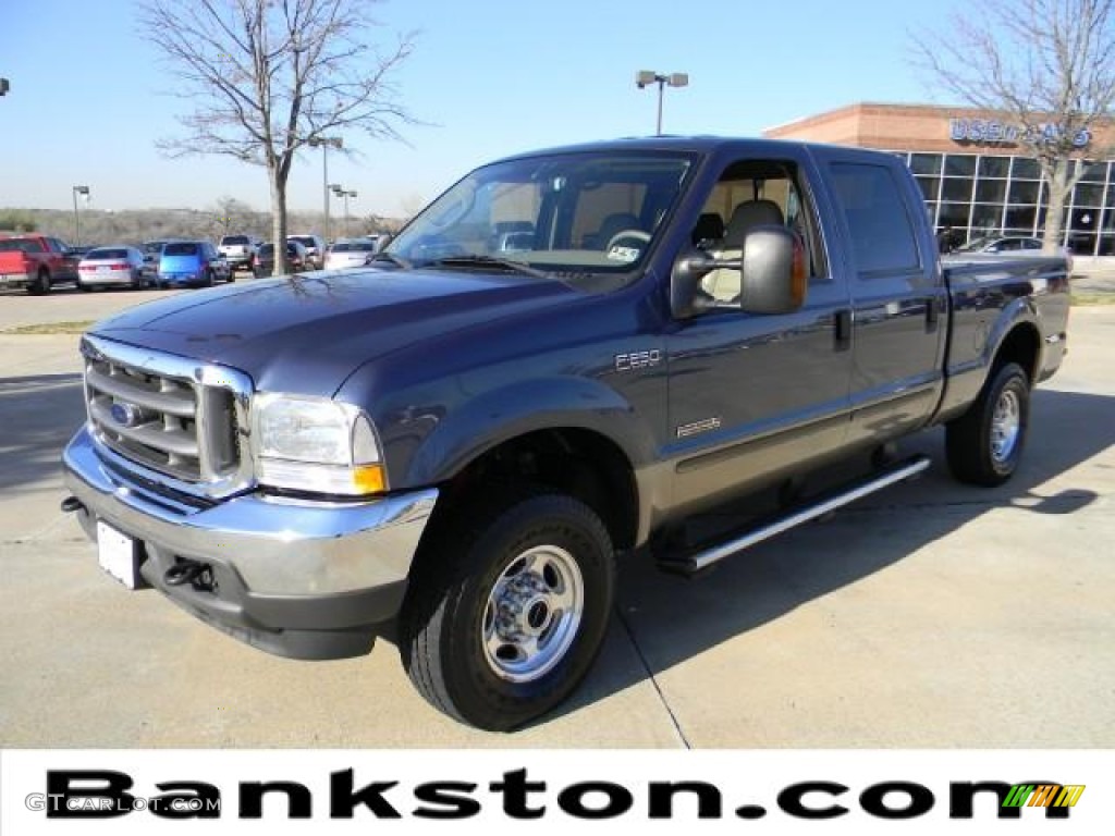 2004 F250 Super Duty Lariat Crew Cab 4x4 - Medium Wedgewood Blue Metallic / Medium Parchment photo #1