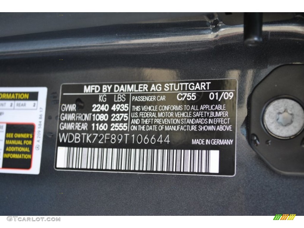 2009 CLK Color Code 755 for Steel Grey Metallic Photo #59661167