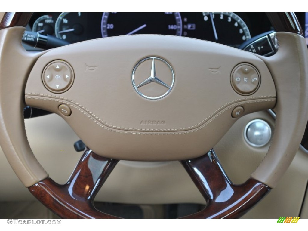 2009 Mercedes-Benz S 550 4Matic Sedan Savanna/Cashmere Steering Wheel Photo #59661302