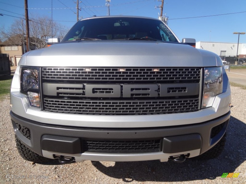 2012 F150 SVT Raptor SuperCrew 4x4 - Ingot Silver Metallic / Raptor Black Leather/Cloth with Blue Accent photo #3