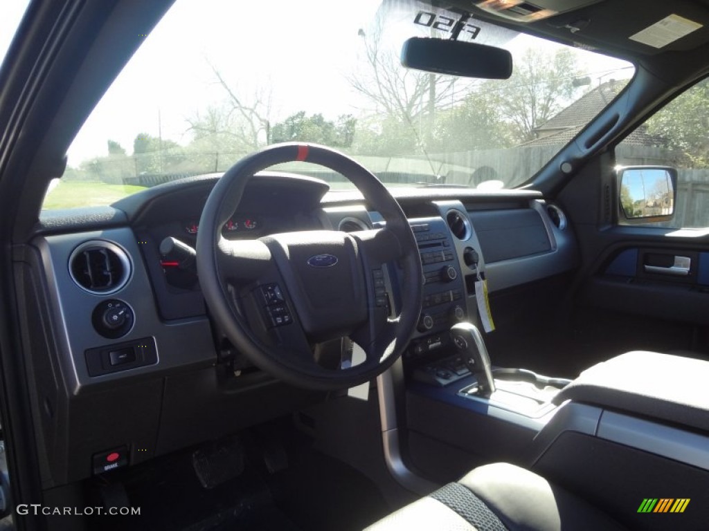 2012 F150 SVT Raptor SuperCrew 4x4 - Ingot Silver Metallic / Raptor Black Leather/Cloth with Blue Accent photo #15