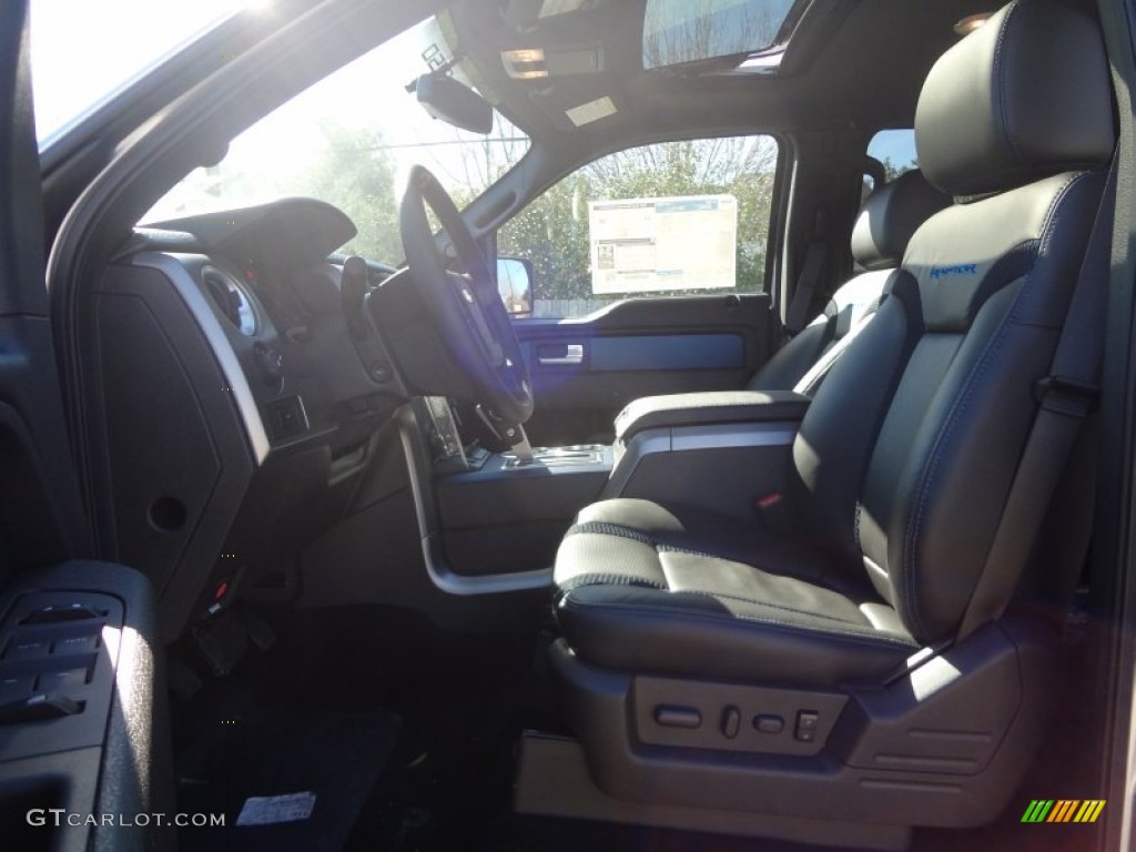 2012 F150 SVT Raptor SuperCrew 4x4 - Ingot Silver Metallic / Raptor Black Leather/Cloth with Blue Accent photo #16